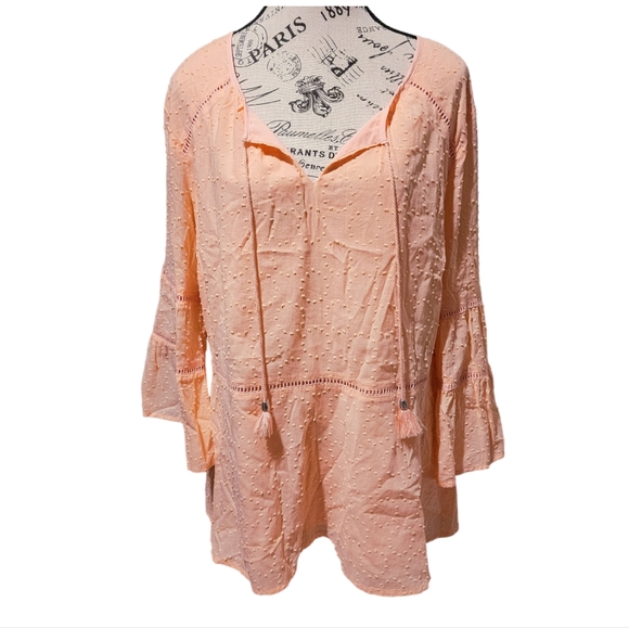 Isaac Mizrahi Tops - Issac Mizrahi Live Coral Boho Blouse Size 14